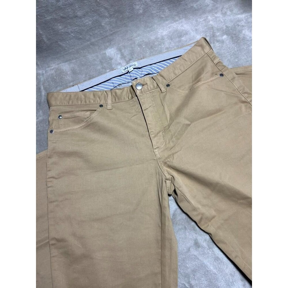 Peter Millar Straight Pants Men Size 34 Khaki Stretch Performance Preppy